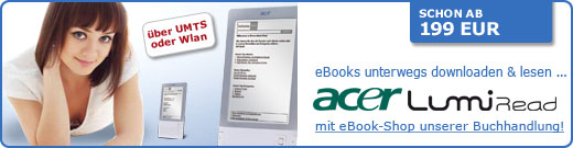 Jetzt Acer LumiRead mit integriertem eBook-Shop unserer Buchhandlung sichern